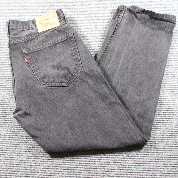 Levi’s 505 Regular Straight Jeans Men’s 36x32 Black Charcoal 100% Cotton Zip Fly - Picture 1 of 9